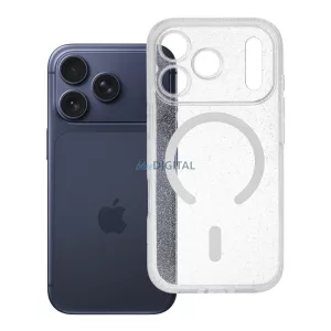 Tok iPhone 18 Pro / 17 Pro-hoz Átlátszó Mag Hátlap (STR / KAMERAVÉDELEM) MagSafe-kompatibilis átlátszó glitter