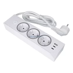   Power strip és 3 sockets max 3680W, 1xUSB A, 2x type C 25W ports és 1,5m power kábel E59 fehér