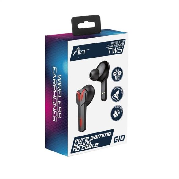 Bluetooth fülhallgatók TWS Art AP-TW-G10 Gaming mikrofonnal és dokkoló állomással type-c fekete