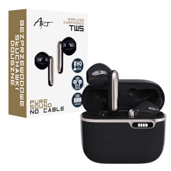 Bluetooth fülhallgató TWS ART AP-TW-B3 mikrofonnal a type-c fekete