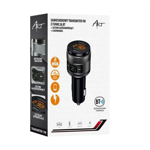 ART FM-57 autós töltő és FM transzmitter 2xUSB-A csatlakozóval