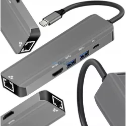 HUB 5-in-1 USB-C adapter ART OEM-C15-1 ezüst