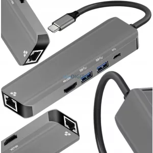 HUB 5-in-1 USB-C adapter ART OEM-C15-1 ezüst