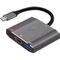 HUB 3 az 1-ben USB-C adapter ART OEM-C17 ezüst