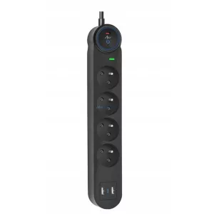 Extension cord 4 sockets + 2 x USB A + USB C Art FU810 1,5 m fekete