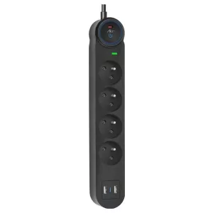 Extension cord 4 sockets + 2 x USB A + USB C Art FU815 3 m fekete