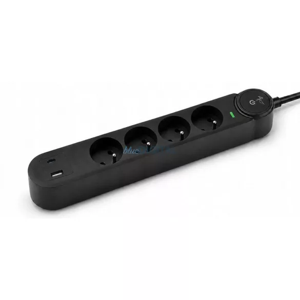 Extension cord 4 sockets + USB A + USB C Art FU915 3 m fekete