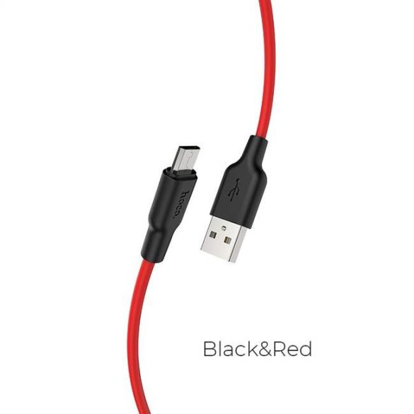 HOCO Plus Silicone charging data cable for Micro X21 1 meter black&red