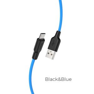 HOCO Plus Silicone charging data cable for Micro X21 1 meter black&blue