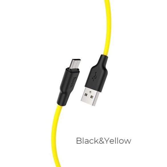 HOCO Plus Silicone charging data cable for Micro X21 1 meter black&yellow