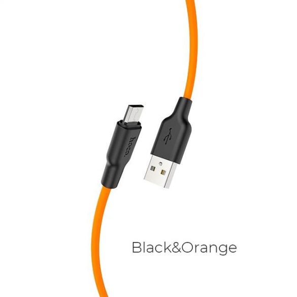 HOCO Plus Silicone charging data cable for Micro X21 1 meter black&orange