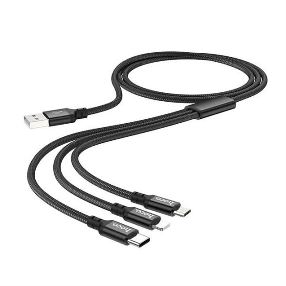 HOCO USB kábel sebesség 3in1 Type-c + Lightning 8-tűs + Micro X14 TIMES fekete