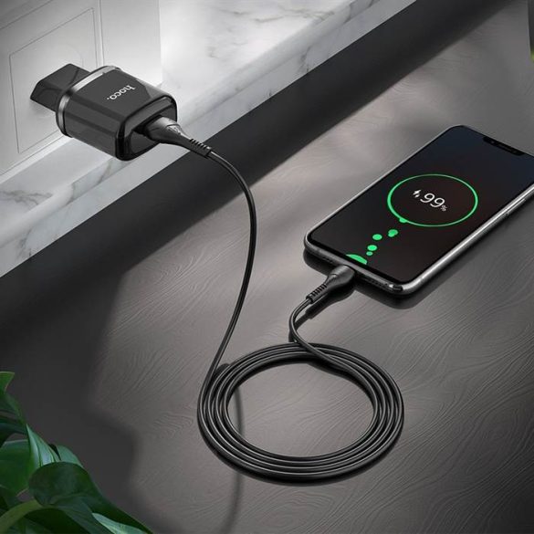 HOCO töltő USB 3A QC3.0 Gyors töltő speciális egy portja micro kábel N3 fekete