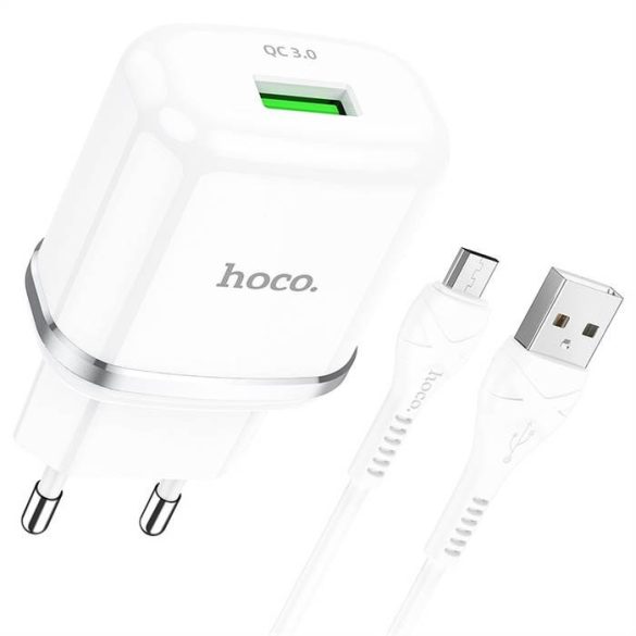 HOCO töltő USB 3A QC3.0 Gyors töltő Special egy portja Micro Cable N3 White