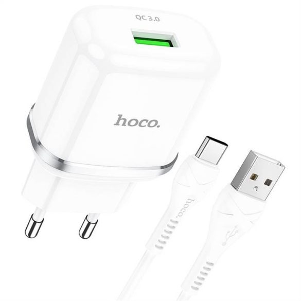 HOCO töltő USB 3A QC3.0 Gyors töltő Special egyetlen port type-c C kábel N3 fehér