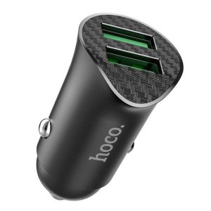 HOCO autós töltő 2 x USB QC3.0 18W távollátó Z39 fekete