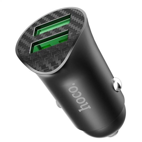 HOCO autós töltő 2 x USB QC3.0 18W távollátó Z39 fekete