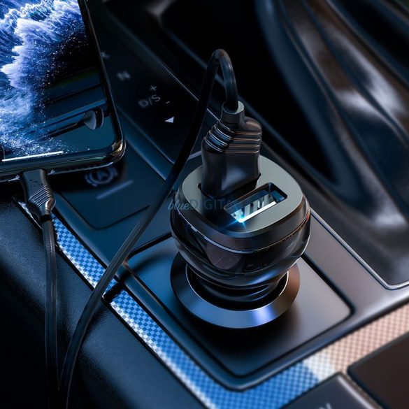 HOCO autós töltő 2x USB A + kábel USB A - iPhone Lightning 8-pin 2,4A Z40 fekete