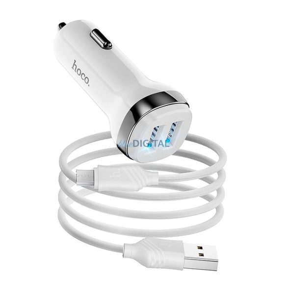 HOCO autós töltő 2x USB A + kábel USB A-Micro 2,4A Z40 fehér