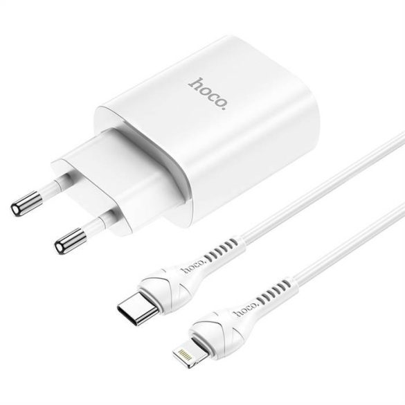 HOCO töltő type-c PD20W Gyors töltő Smart töltő kábellel iPhone lightning 8-pin N14 fehér