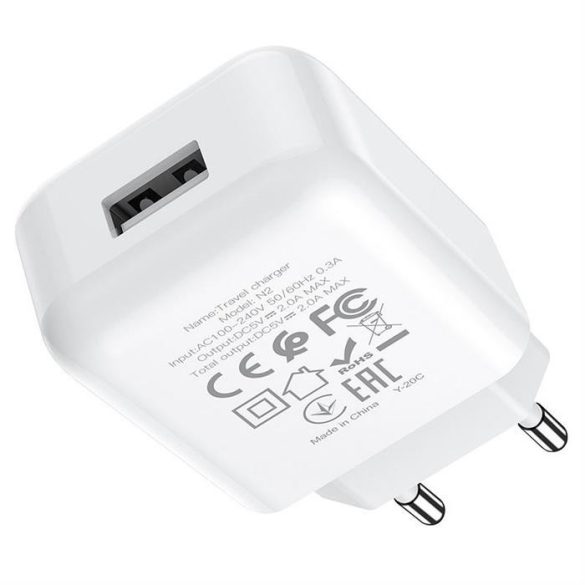 HOCO hálózati töltő USB 2A N2 Vigor White