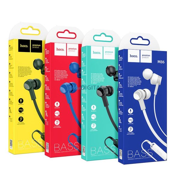 HOCO drót fülhallgató 3,5 mm-es jack mikrofonnal M86 kék