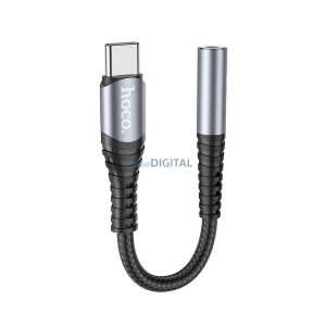 HOCO adapter AUX Jack 3,5 mm (női) USB C (férfi) LS33 fém szürke