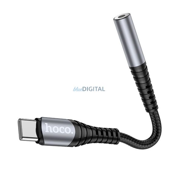 HOCO adapter AUX Jack 3,5 mm (női) USB C (férfi) LS33 fém szürke