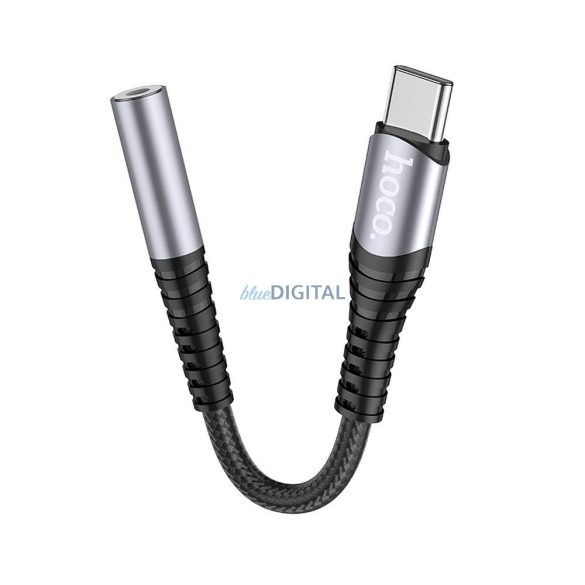 HOCO adapter AUX Jack 3,5 mm (női) USB C (férfi) LS33 fém szürke