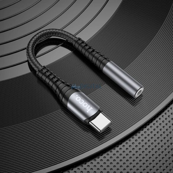 HOCO adapter AUX Jack 3,5 mm (női) USB C (férfi) LS33 fém szürke
