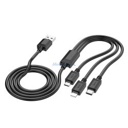   Hoco X76 USB-A - Type-C/Lightning/micro USB kábel 2A 1m - fekete