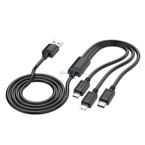 Hoco X76 USB-A - Type-C/Lightning/micro USB kábel 2A 1m - fekete