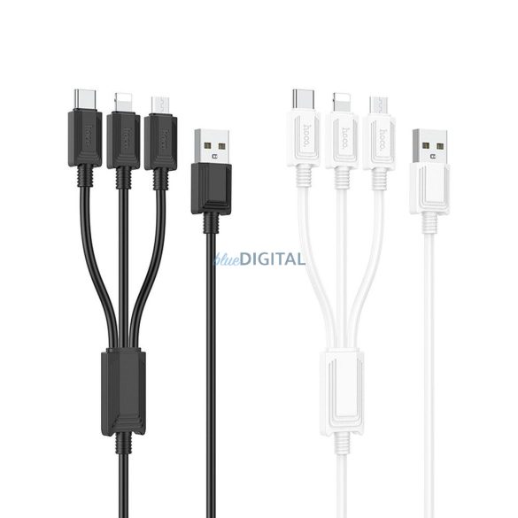 Hoco X76 USB-A - Type-C/Lightning/micro USB kábel 2A 1m - fekete