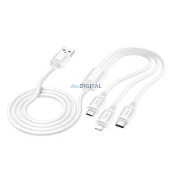   Hoco X76 USB-A - Type-C/Lightning/micro USB kábel 2A 1m - fehér