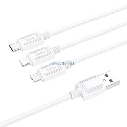   Hoco X76 USB-A - Type-C/Lightning/micro USB kábel 2A 1m - fehér