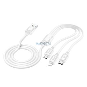 Hoco X76 USB-A - Type-C/Lightning/micro USB kábel 2A 1m - fehér