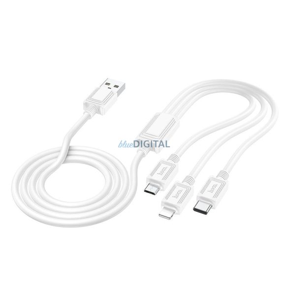 Hoco X76 USB-A - Type-C/Lightning/micro USB kábel 2A 1m - fehér