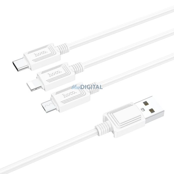 Hoco X76 USB-A - Type-C/Lightning/micro USB kábel 2A 1m - fehér