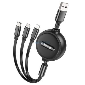 HOCO kábel USB 3in1 iPhone Lightning 8-pin + Micro + C típus X75 fekete