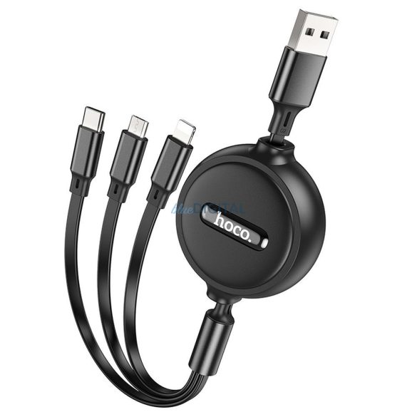 HOCO kábel USB 3in1 iPhone Lightning 8-pin + Micro + C típus X75 fekete