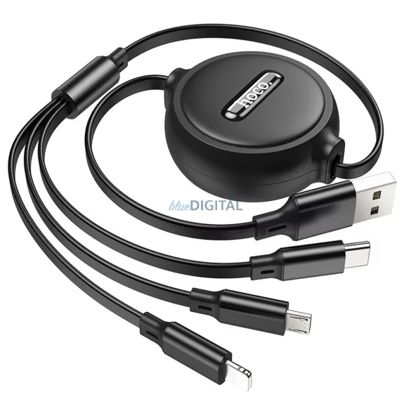 HOCO kábel USB 3in1 iPhone Lightning 8-pin + Micro + C típus X75 fekete