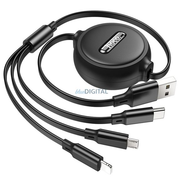 HOCO kábel USB 3in1 iPhone Lightning 8-pin + Micro + C típus X75 fekete