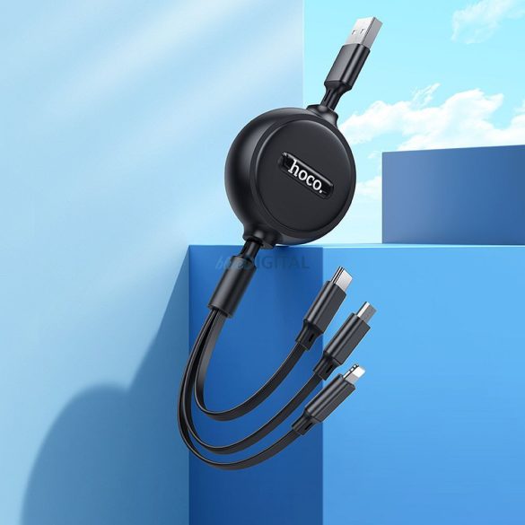 HOCO kábel USB 3in1 iPhone Lightning 8-pin + Micro + C típus X75 fekete