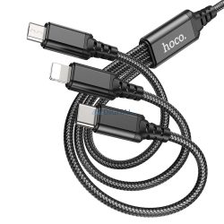   HOCO kábel USB 3in1 iPhone Lightning 8-pin + Micro + C típus X76 fekete