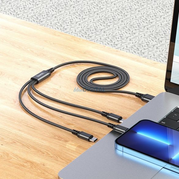 HOCO kábel USB 3in1 iPhone Lightning 8-pin + Micro + C típus X76 fekete