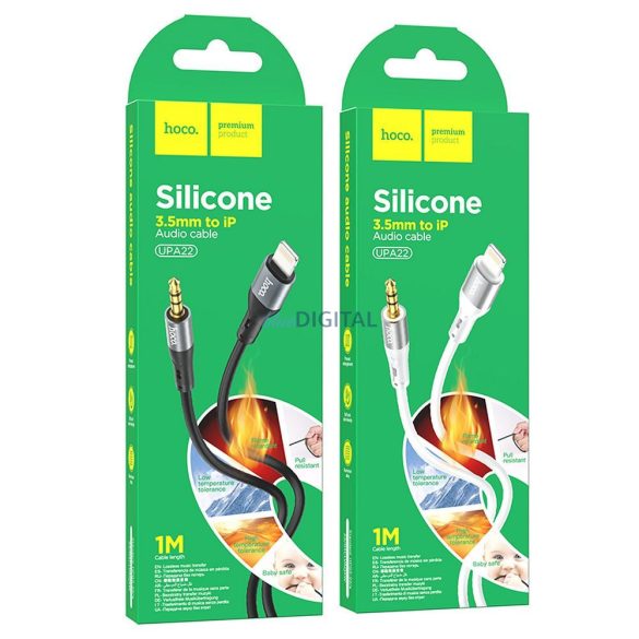 HOCO kábel AUX Jack 3,5 mm Lightning UPA22 1 m fehér