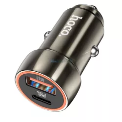   HOCO autós töltő Type-C + USB QC3.0 Power Delivery 20W Z46A fémszürke