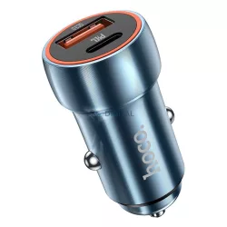   HOCO Type-C autós töltő + USB QC3.0 Power Delivery 20W Z46A zafírkék