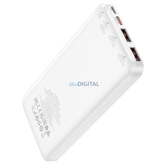 Hoco J101 powerbank 2xUSB-A és 1xUSB-C csatlakozással 10000mAh 22,5W 3A - fehér