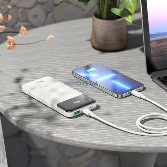 Hoco J102 powerbank 1xUSB-A és 1xUSB-C csatlakozással 10000mAh 20W 3A - fehér